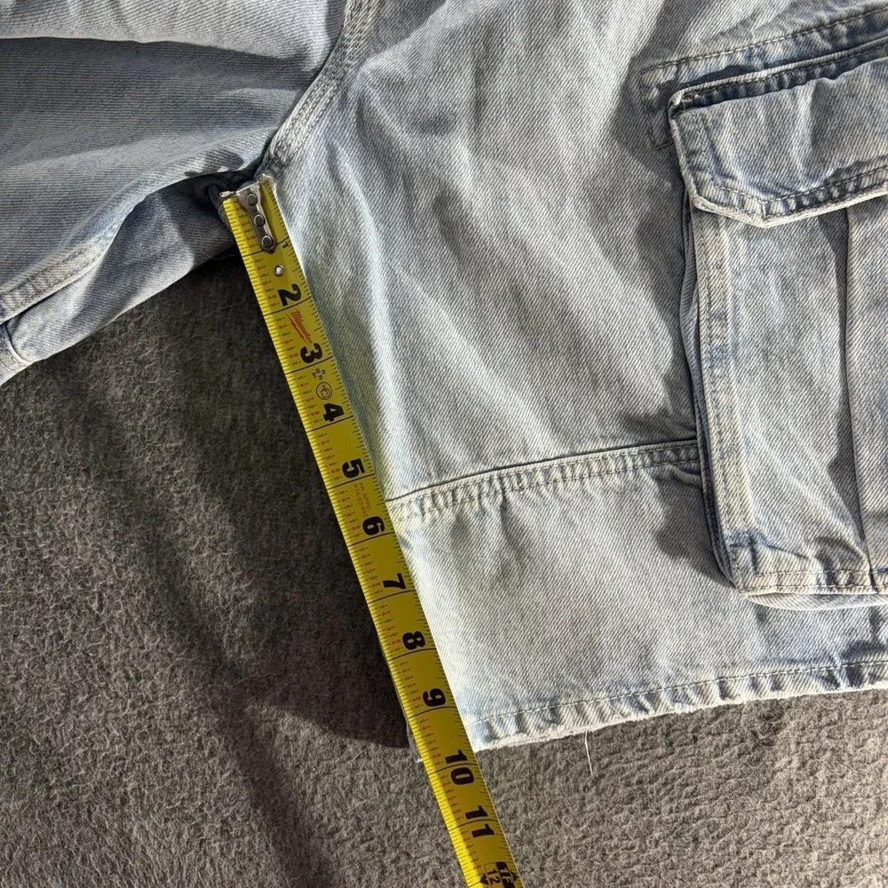 Zara Denim Cargo Shorts Size 31 Baggy Hip Hop Skater Jeans Light wash